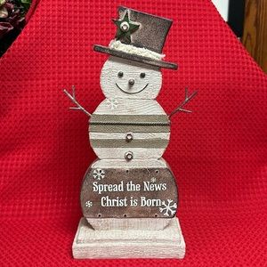 Snowman “Spread the News Christ is Born”
